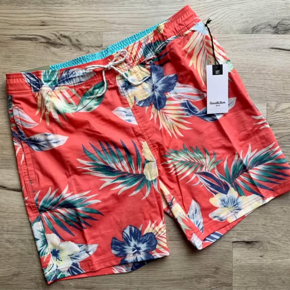 NWT | Goodfellow & Co. | Tropical Floral Swim Shorts | Men Swim Trunks | Medium - Picture 4 of 9
